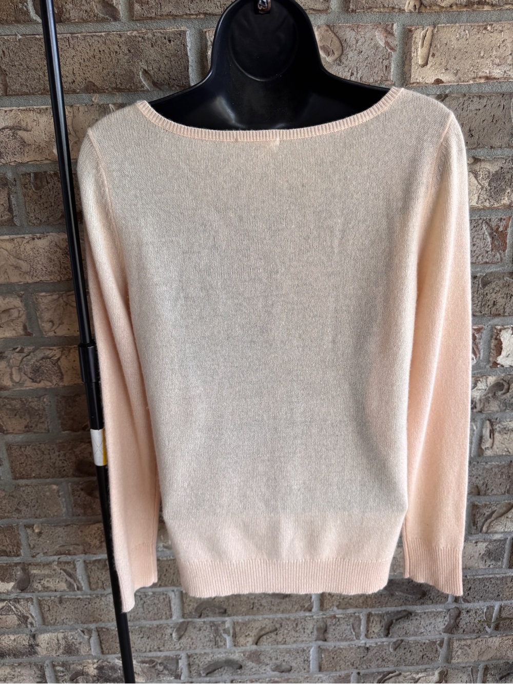 Halogen Wool Cashmere Blend Bow Intarsia Sweater Blush Pink Black Size SP - Picture 5 of 11